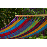  Queen Size Outdoor Cotton Mexican Resort Hammock No Fringe in Colorina Colour