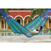 Jumbo Size Outdoor Cotton Mexican Hammock in Caribe Colour
