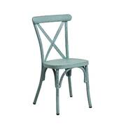 Retro Blue Aluminium Cross Back Chair Set Of 2