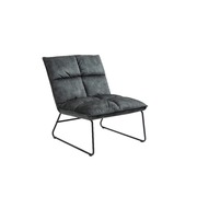 Polyester Fabric Wrought Iron Grey Slipper Accent Chair