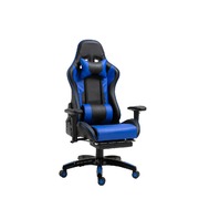 Gaming Chair Office Chair Recliner Back Footrest Armrest Black and Blue