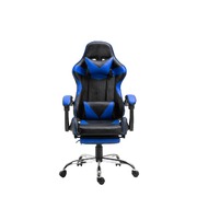 Gaming Office Chair Foot Rest Blue