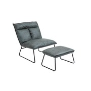 Black and Dark Green Upholstered Chair with Footstool