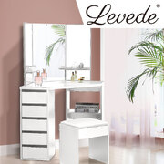 Dressing Table Stool Mirrors Jewellery Cabinet Organizer 5 Drawers White