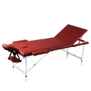 Red Foldable Massage Table 3 Zones with Aluminium Frame