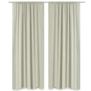 2 pcs Cream Energy-saving Blackout Curtains Double Layer   