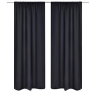 2 pcs Black Slot-Headed Blackout Curtains    