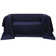 Micro-suede Couch Slipcover Navy Blue 270 x 350 cm