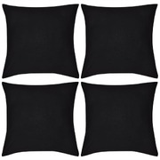 4 Cushion Covers Cotton(Black) 