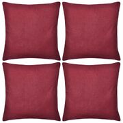 4 Burgundy Cushion Covers Cotton 40 x 40 cm