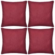 4 Cushion Covers Cotton--Burgundy     