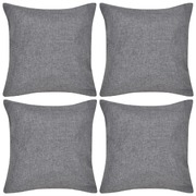 4 Anthracite Cushion Covers Linen-look 80 x 80 cm