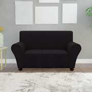 2-seater Stretch Couch Slipcover- Black 