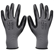 9/L Work Gloves Nitrile 24 Pairs Grey and Black