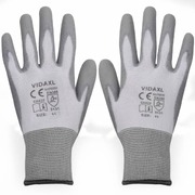 9/L Work Gloves PU 24 Pairs White and Grey 
