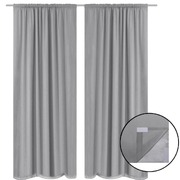 Blackout Curtains 2 pcs Double Layer 140x245 cm Grey