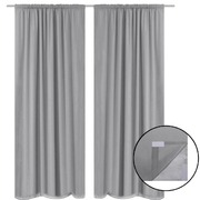 Blackout Curtains 2 pcs Double Layer  Grey