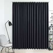 Blackout Curtain with Hooks Black