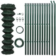 Chain Link Fence with Posts Galvanised Steel Green