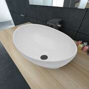 Luxury Ceramic Basin Oval-shaped Sink White  M  