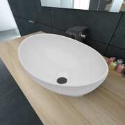 Luxury Ceramic Basin Oval-shaped Sink White  M  