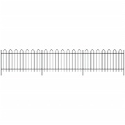 Security Palisade Fence with Hoop Top Steel Black L