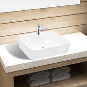 Ceramic Bathroom Sink Basin- White Square