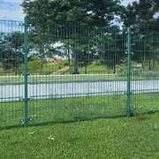 Fence Panel with Posts Powder-coated Iron Green L