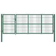 Garden Fence Gate with Posts Steel Green M