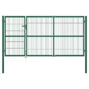 Garden Fence Gate with Posts Steel Green L