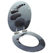 WC Toilet Seat with Soft Close Lid MDF Stones Design
