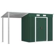 Garden Shed with Extended Roof Steel- Green 
