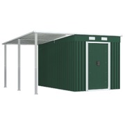 Garden Shed with Extended Roof Green Steel