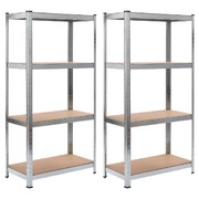 Storage Shelves 2 pcs  Silver-Steel and MDF