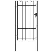 Fence Gate Single Door with Arched Top Steel (Black)