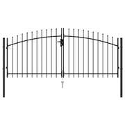 Fence Gate Double Door with Spike Top Steel 3x1.25 m Black
