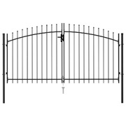 Fence Gate Double Door with Spike Top Steel 3x1.5 m Black