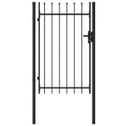 Fence Gate Single Door with Spike Top Steel Black