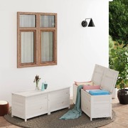 Outdoor Cushion Box White Solid Wood Fir