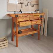 Solid Acacia Wood Workbench Drawers Vices | EXTG