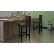 Bar Stools 4 pcs Dark Brown Faux Leather