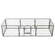 Dog Playpen 8 Panels Steel Black M