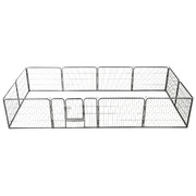 Dog Playpen 12 Panels Steel Black 