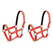 Head Collars 2 pcs for Horse Nylon Size Pony Red