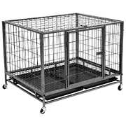 Heavy Duty Dog Cage with Wheels Steel 