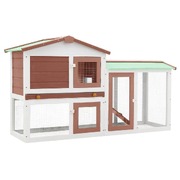  Outdoor Large Rabbit Hutch Brown and White Wood