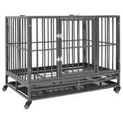 Dog Cage With Wheels Steel 