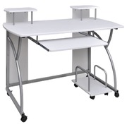 Mobile Computer Desk Pull Out Tray White Office Student Table