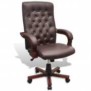 Chesterfield Office Chair Artificial Leather Brown
