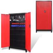Tool Cabinet with 2 Doors Steel Black and Red